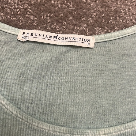 Peruvian Connection Pima Cotton Aqua Blue Dress Size M - Picture 5 of 9